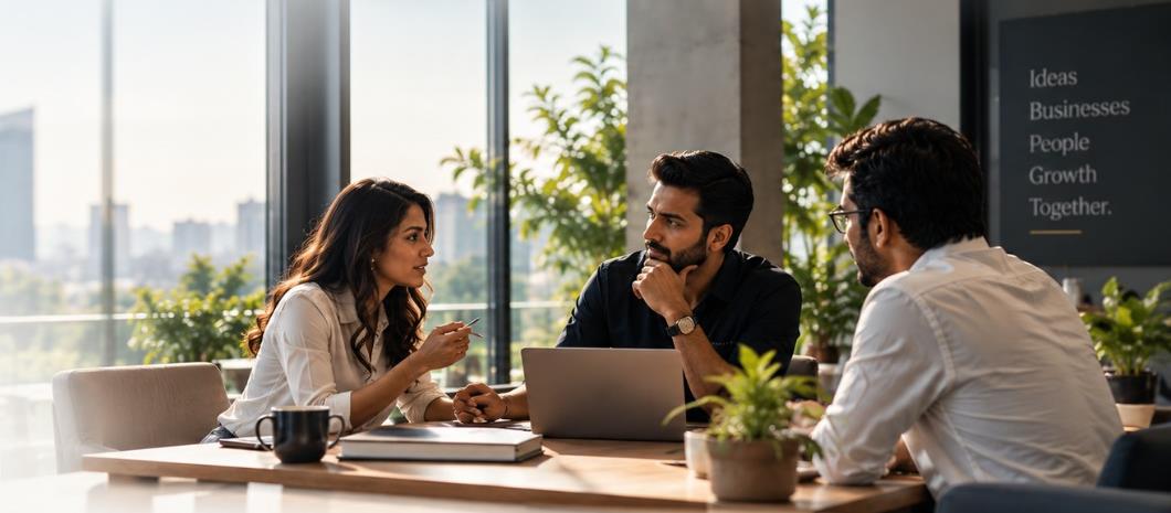 Peakprophits executive team collaborating on strategic growth